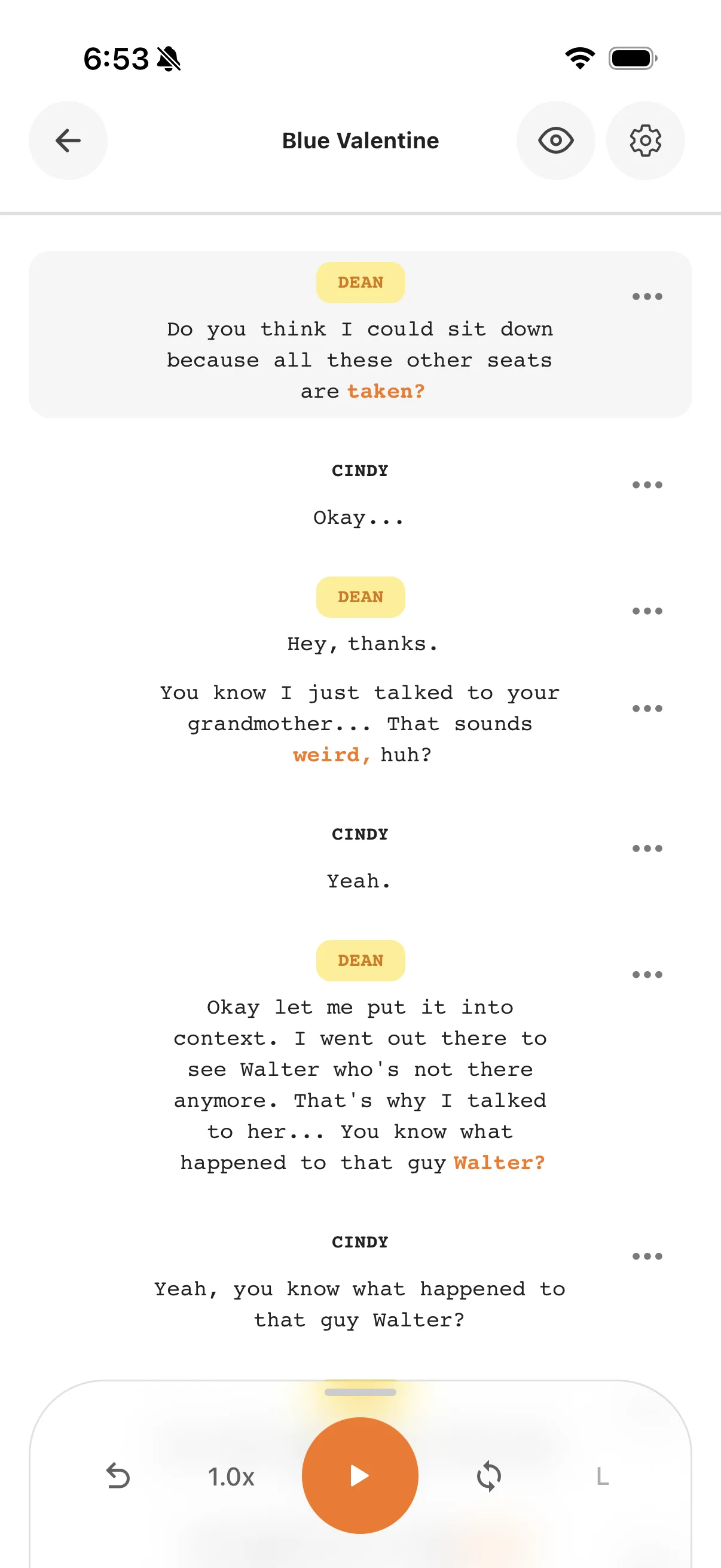 Linus self tape app for actors on iPhone with AI line reader controls